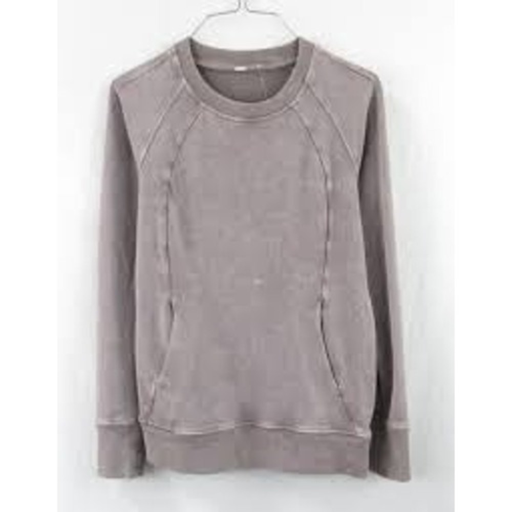 Lululemon Womens Pullover 4 Purple Scuba Crew Washed French Terry Pockets